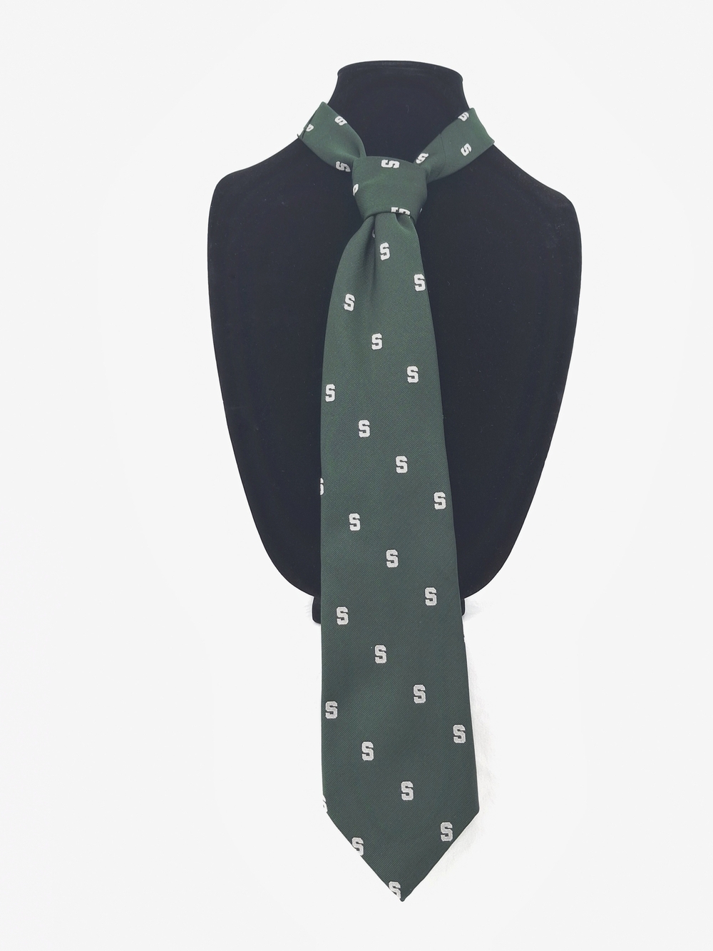 ✨Vintage London 400 Cambridge Apparel Green Poly Silk Varsity Letter S Tie USA✨